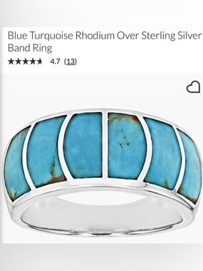 Turquoise & sterling silver band ring, size 6
